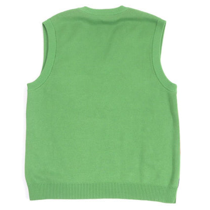Gucci 21AW 653841 100% Cotton GG Logo Argyle V-neck Gilet Knit Vest Green S