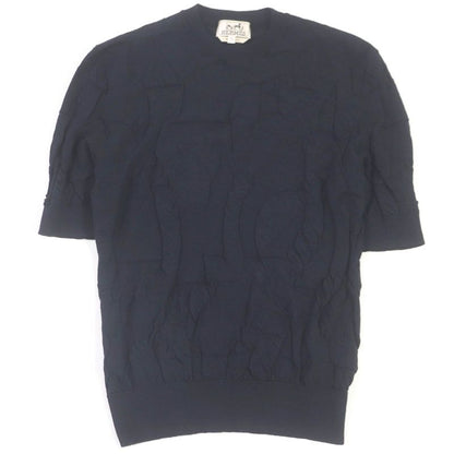 Hermes 24SS Jeu De Points Harnais 100% Wool Embossed Short Sleeve Knit Sew