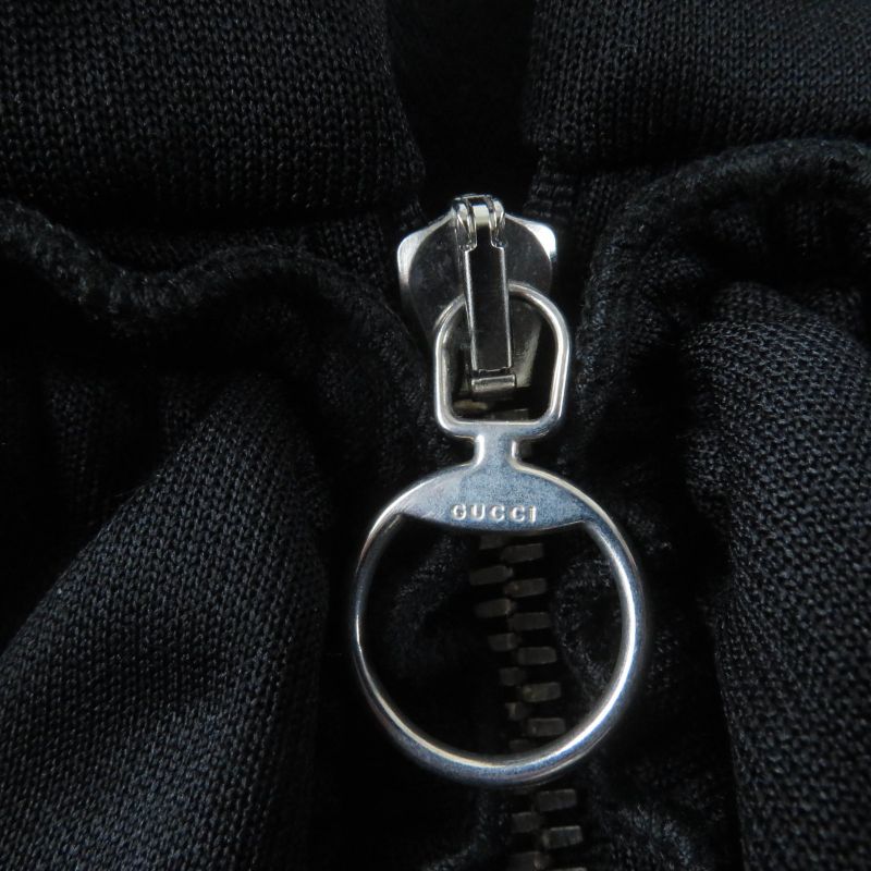 Gucci 502280 Armline Logo Design Half Zip Hooded Jersey Dress Black XS Made In