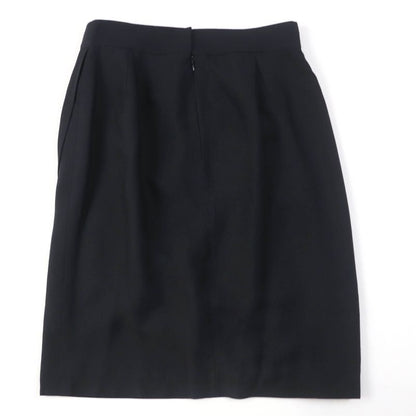 CHANEL P43905v31200 100% Silk With Gripore Buttons Knee Length Tight Skirt