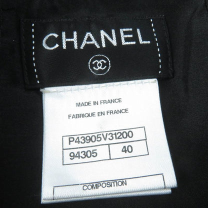 CHANEL P43905v31200 100% Silk With Gripore Buttons Knee Length Tight Skirt