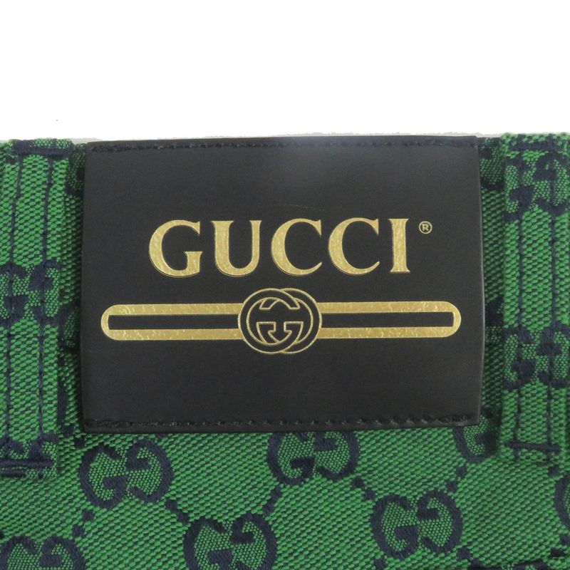 Gucci 623953 Cotton GG Jacquard Total Pattern Logo Leather Patch Bottoms Denim