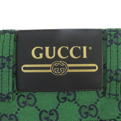 Gucci 623953 Cotton GG Jacquard Total Pattern Logo Leather Patch Bottoms Denim