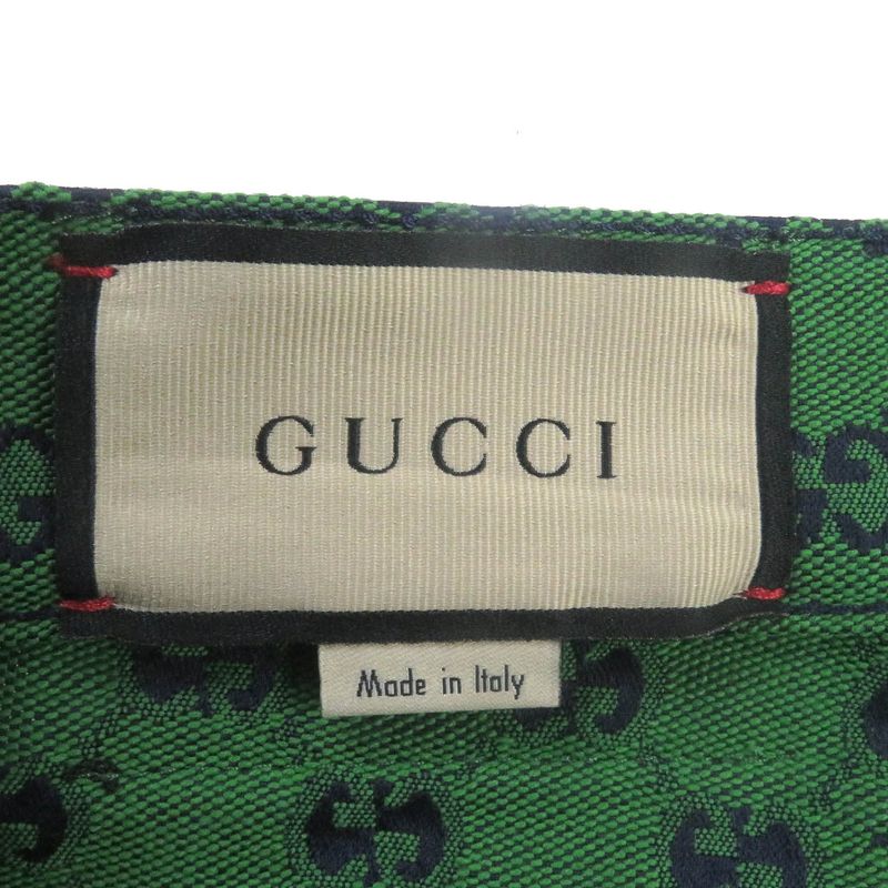 Gucci 623953 Cotton GG Jacquard Total Pattern Logo Leather Patch Bottoms Denim