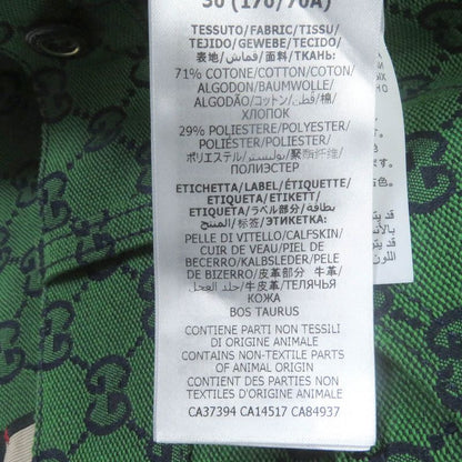 Gucci 623953 Cotton GG Jacquard Total Pattern Logo Leather Patch Bottoms Denim