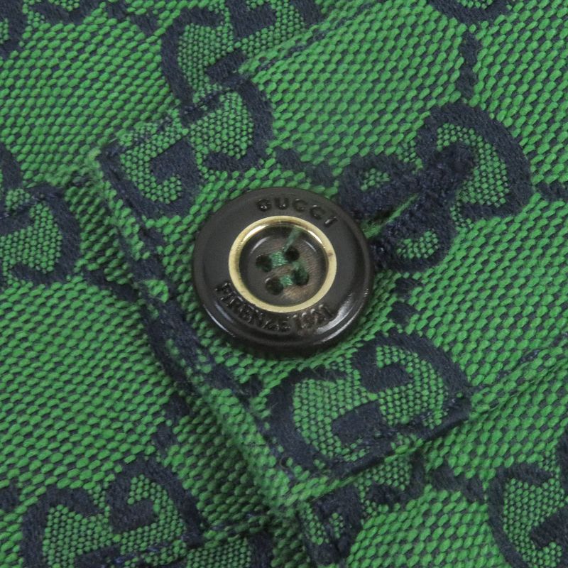 Gucci 623953 Cotton GG Jacquard Total Pattern Logo Leather Patch Bottoms Denim