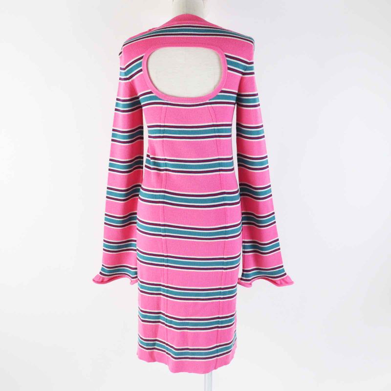 Louis Vuitton 22SS 100% Wool Logo Gold Button LV Stripe Sleeve Dress/dress