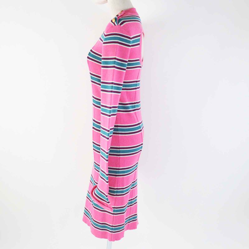 Louis Vuitton 22SS 100% Wool Logo Gold Button LV Stripe Sleeve Dress/dress