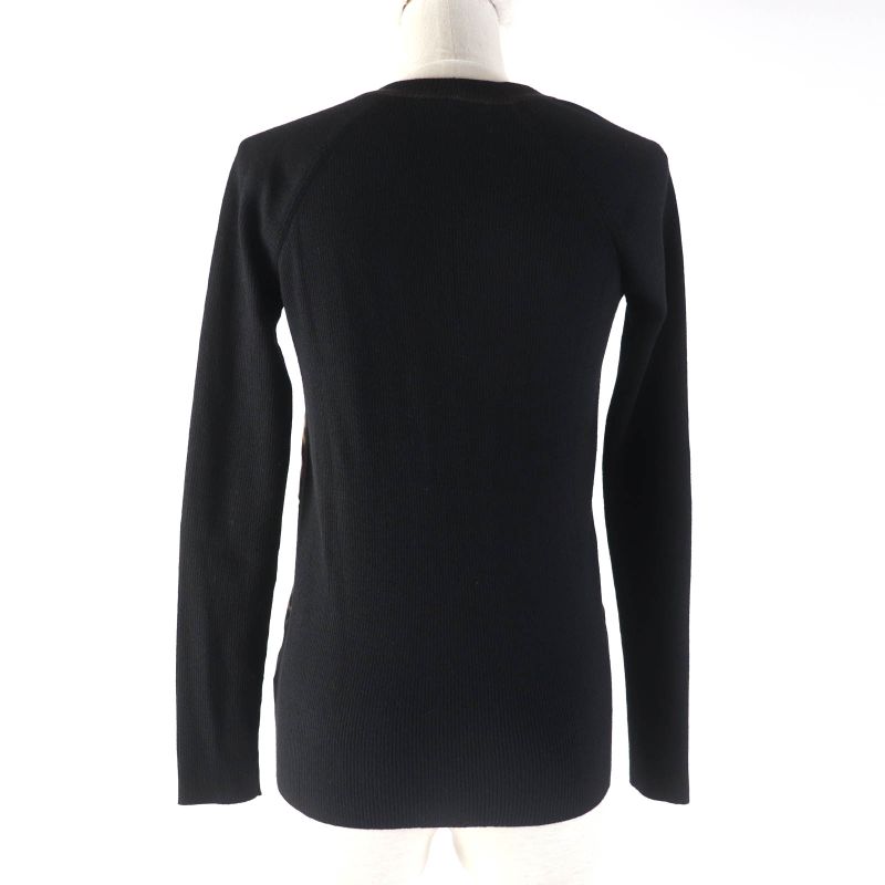 Louis Vuitton Leopard Silk Switched V-neck Wool Cardigan With Logo Buttons