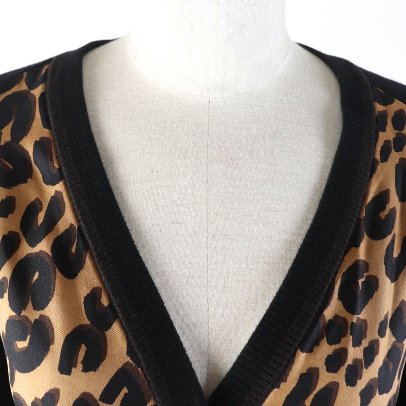 Louis Vuitton Leopard Silk Switched V-neck Wool Cardigan With Logo Buttons