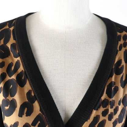 Louis Vuitton Leopard Silk Switched V-neck Wool Cardigan With Logo Buttons