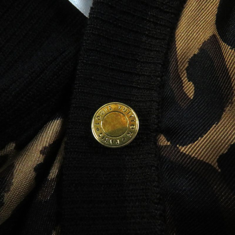 Louis Vuitton Leopard Silk Switched V-neck Wool Cardigan With Logo Buttons