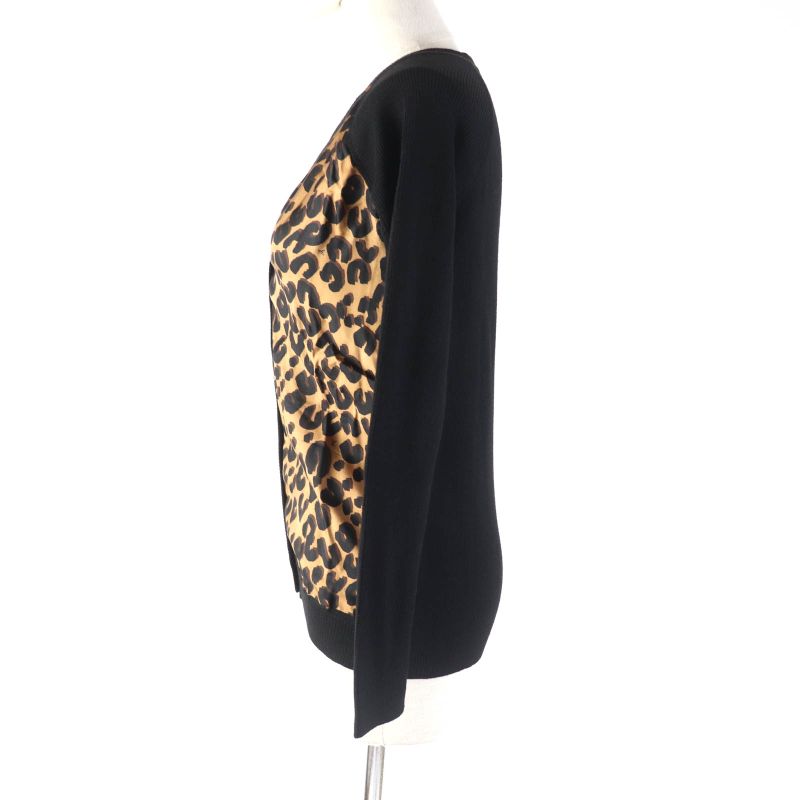 Louis Vuitton Leopard Silk Switched V-neck Wool Cardigan With Logo Buttons