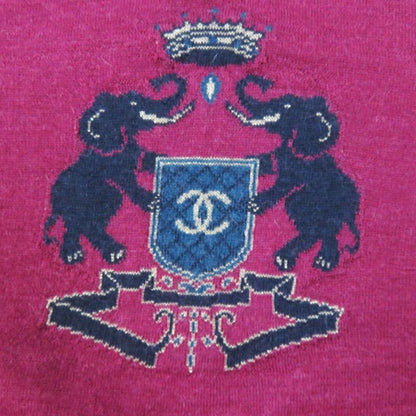 CHANEL 12A P44155 100% Alpaca Coco Mark Elephant Long Sleeve Knit Pullover