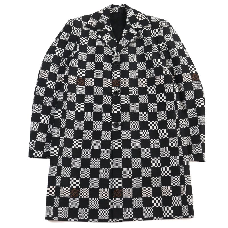 Louis Vuitton 21AW Hkc71w Distorted Damier Chester Coat Black White 50 Made In