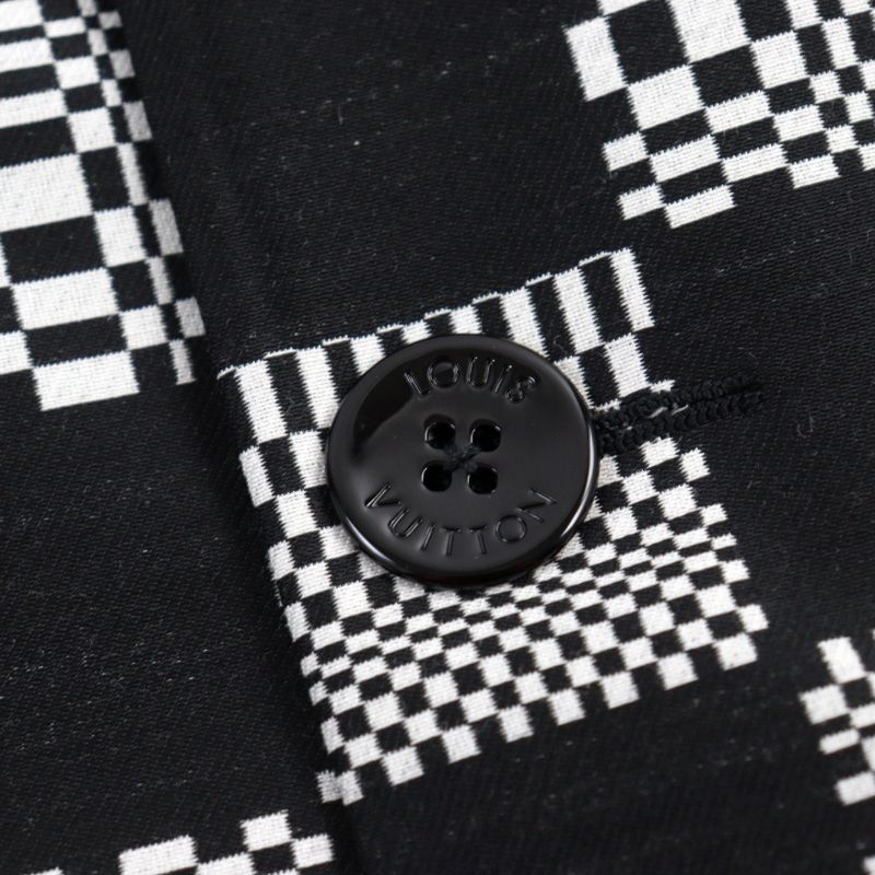 Louis Vuitton 21AW Hkc71w Distorted Damier Chester Coat Black White 50 Made In