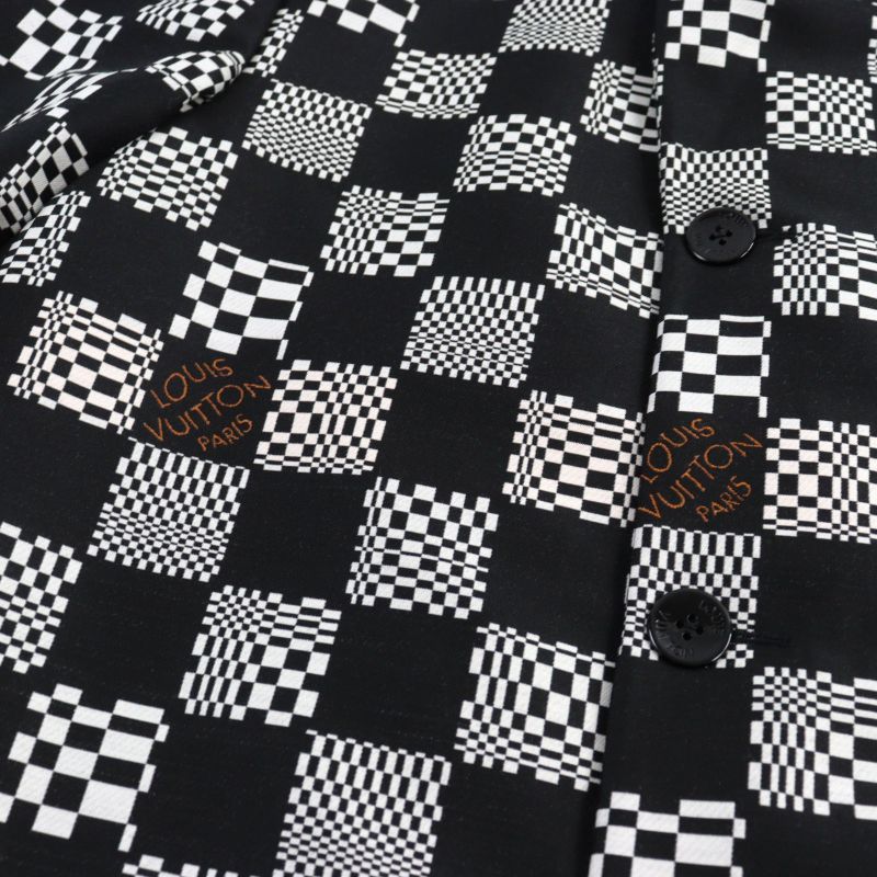 Louis Vuitton 21AW Hkc71w Distorted Damier Chester Coat Black White 50 Made In