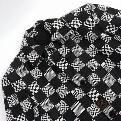 Louis Vuitton 21AW Hkc71w Distorted Damier Chester Coat Black White 50 Made In