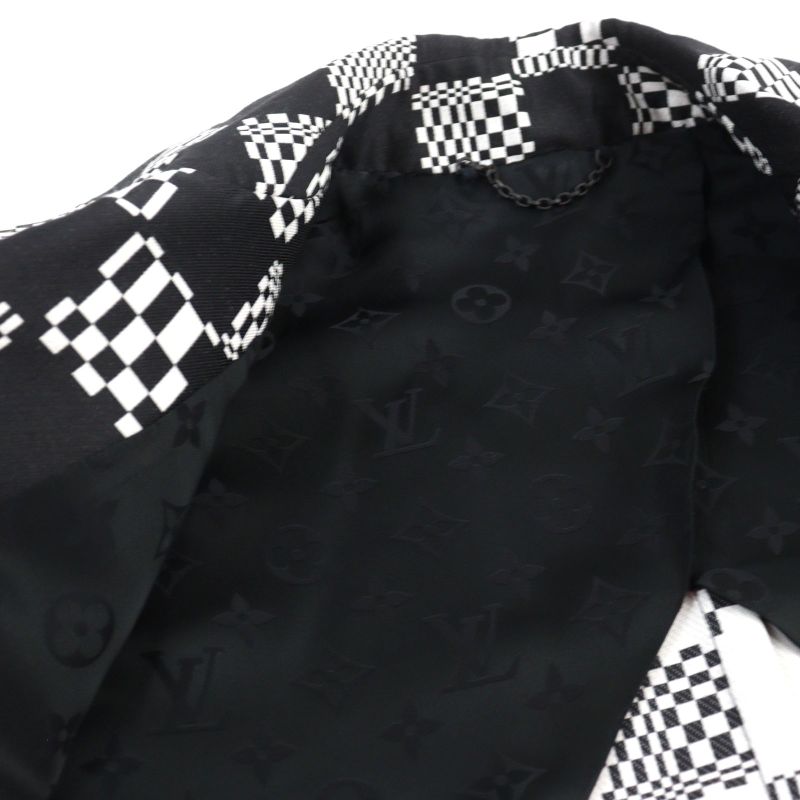 Louis Vuitton 21AW Hkc71w Distorted Damier Chester Coat Black White 50 Made In