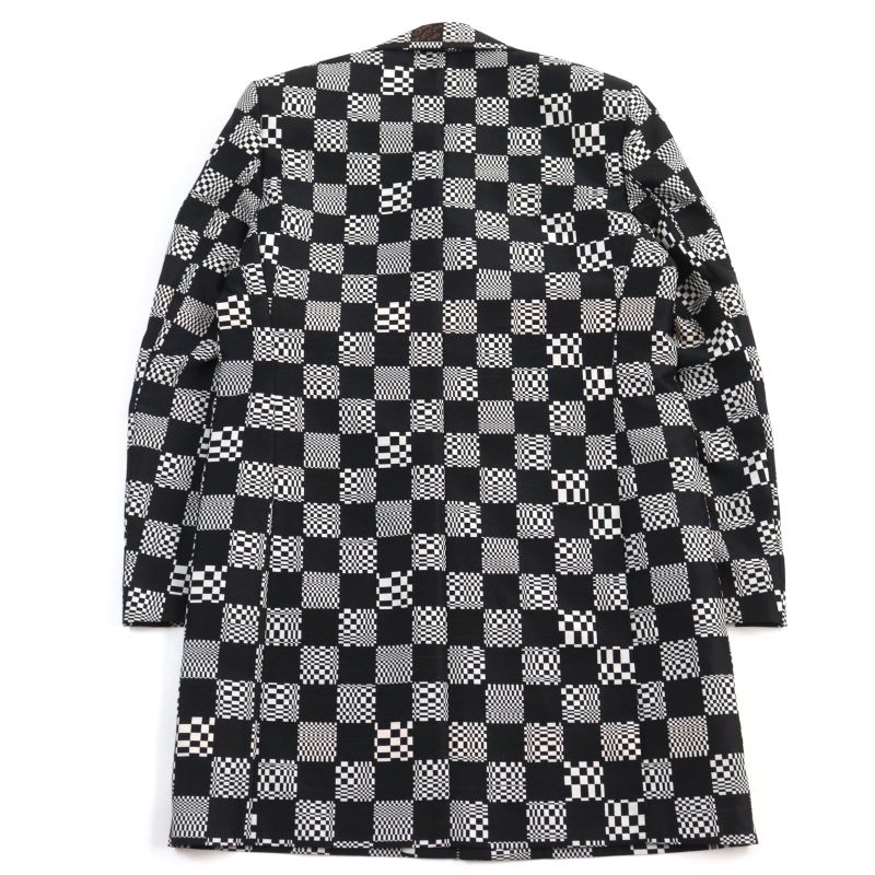 Louis Vuitton 21AW Hkc71w Distorted Damier Chester Coat Black White 50 Made In