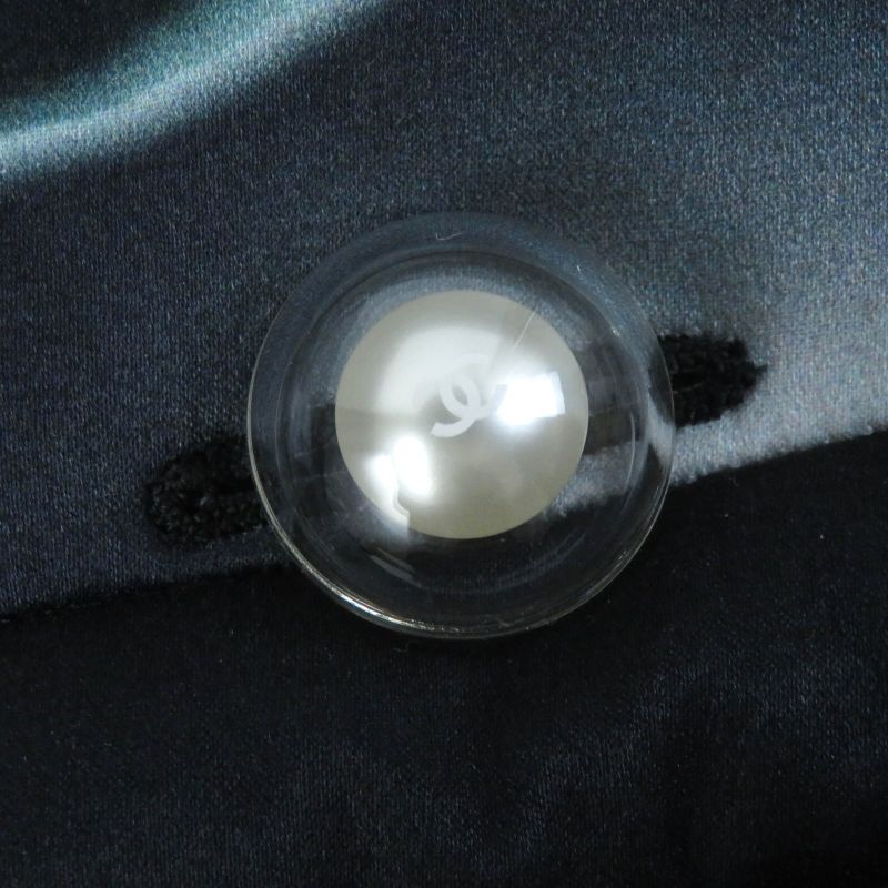 CHANEL P57584 Silk Blend Coco Mark Button All-over Pattern Zip-up Collarless