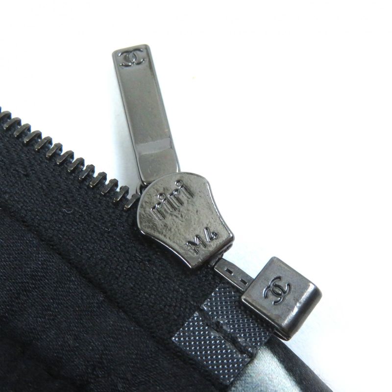 CHANEL P57584 Silk Blend Coco Mark Button All-over Pattern Zip-up Collarless