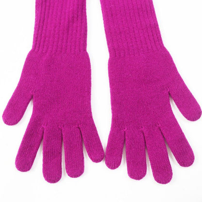 CHANEL 100% Cashmere Coco Embroidered Knit Long Gloves/gloves Purple Made In