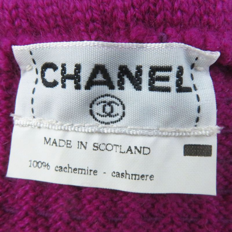 CHANEL 100% Cashmere Coco Embroidered Knit Long Gloves/gloves Purple Made In