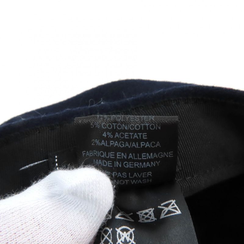 CHANEL 2019 19V 100% Wool With Coco Mark Hardware Knitted Use Hat Casket Navy S