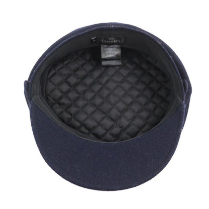 CHANEL 2019 19V 100% Wool With Coco Mark Hardware Knitted Use Hat Casket Navy S