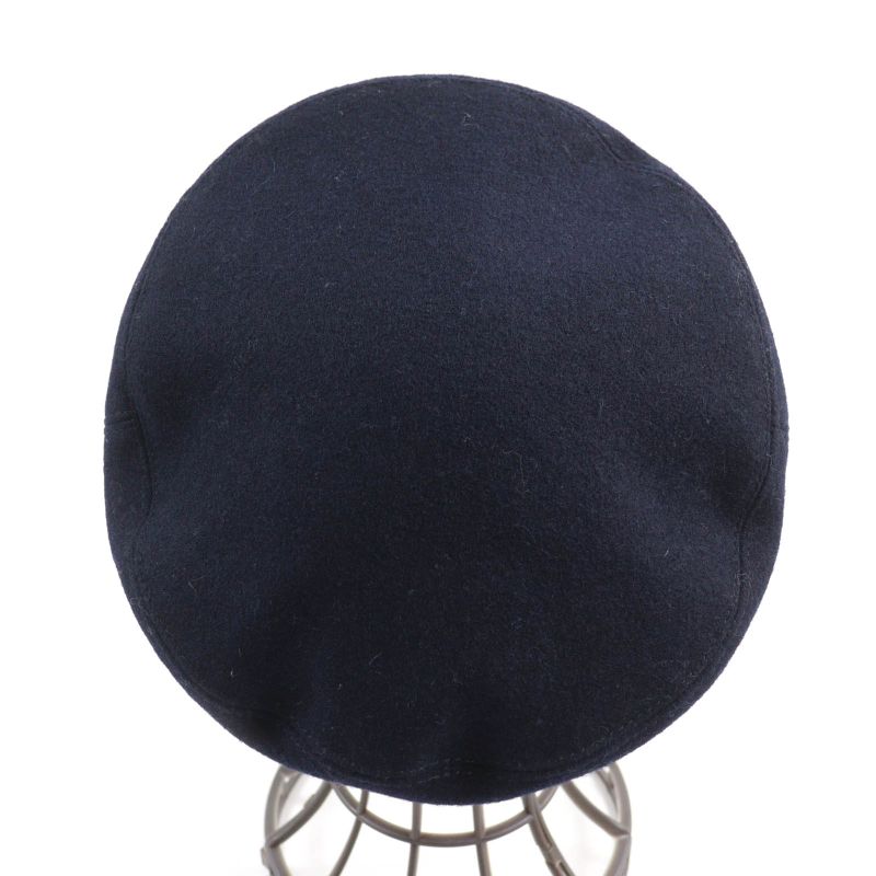 CHANEL 2019 19V 100% Wool With Coco Mark Hardware Knitted Use Hat Casket Navy S