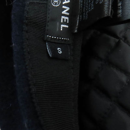 CHANEL 2019 19V 100% Wool With Coco Mark Hardware Knitted Use Hat Casket Navy S