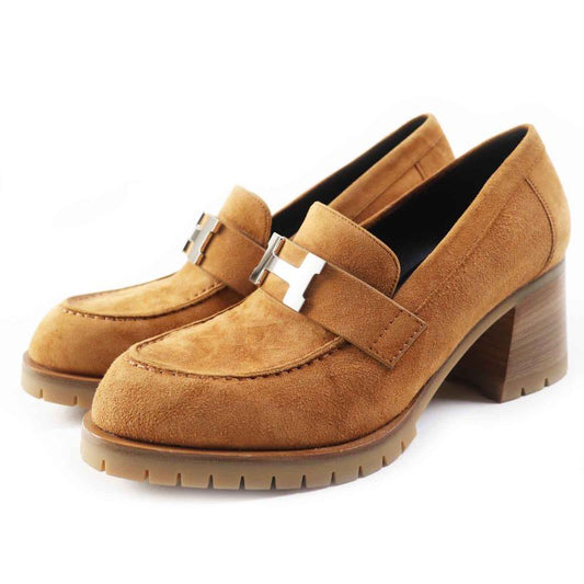 Hermes 2022 222061 Silver Hardware Hhardware Suede Leather Heel Loafer/pumps
