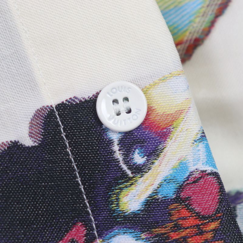  Louis Vuitton 2022 Hns09w LV Graffiti Stand Collar Long Sleeve Shirt Cream