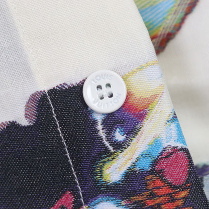  Louis Vuitton 2022 Hns09w LV Graffiti Stand Collar Long Sleeve Shirt Cream