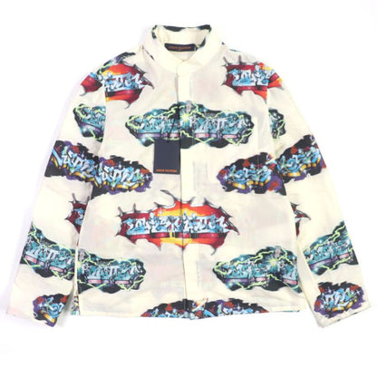  Louis Vuitton 2022 Hns09w LV Graffiti Stand Collar Long Sleeve Shirt Cream