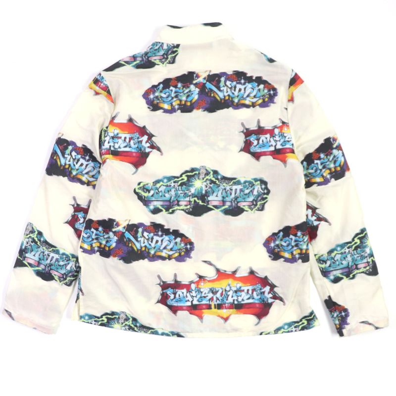  Louis Vuitton 2022 Hns09w LV Graffiti Stand Collar Long Sleeve Shirt Cream