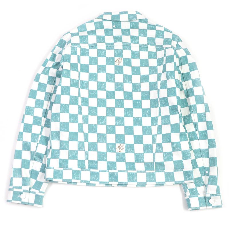 Louis Vuitton 21AW Hla20w Damier Denim Trucker Jacket Cabas-all White Blue 52