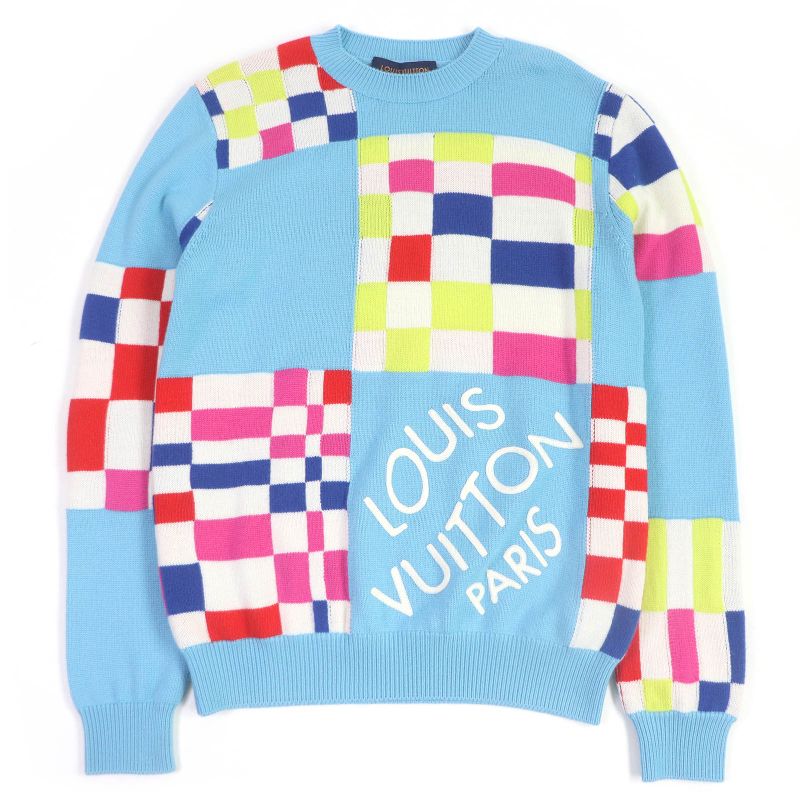 Louis Vuitton 1a8p48 2021 100% Wool Distorted Giant Damier Sweater Knit Light