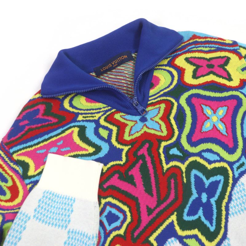Louis Vuitton 21SS 1a8p4n Distorted Monogram Damier Half-zip Knit Sweater