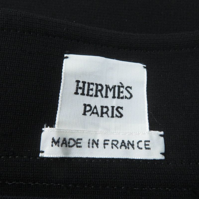 Hermes 2023 3e0315dj Front Design Knee Length Flared Skirt Black 42 Made In