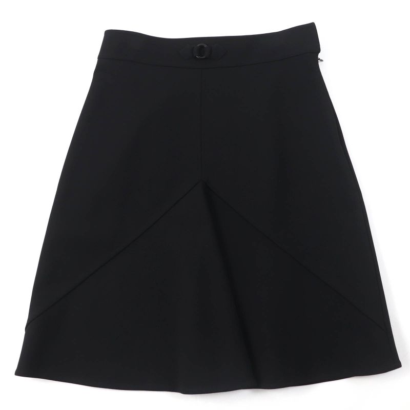 Hermes 2023 3e0315dj Front Design Knee Length Flared Skirt Black 42 Made In