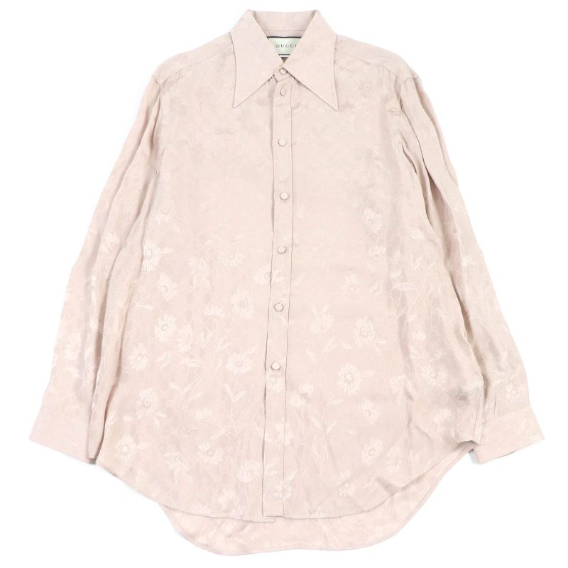 Gucci 596832 Daisies Jacquard Shirt GG Logo Daisy Long Sleeve Long Sleeve Shirt