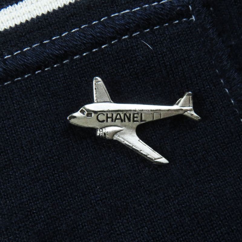 CHANEL 08C P32497 Airline Cotton Cashmere Blend Knit Skirt With Airplane Charm