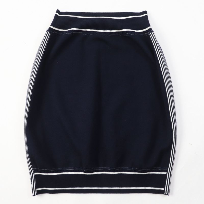 CHANEL 08C P32497 Airline Cotton Cashmere Blend Knit Skirt With Airplane Charm