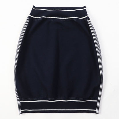 CHANEL 08C P32497 Airline Cotton Cashmere Blend Knit Skirt With Airplane Charm