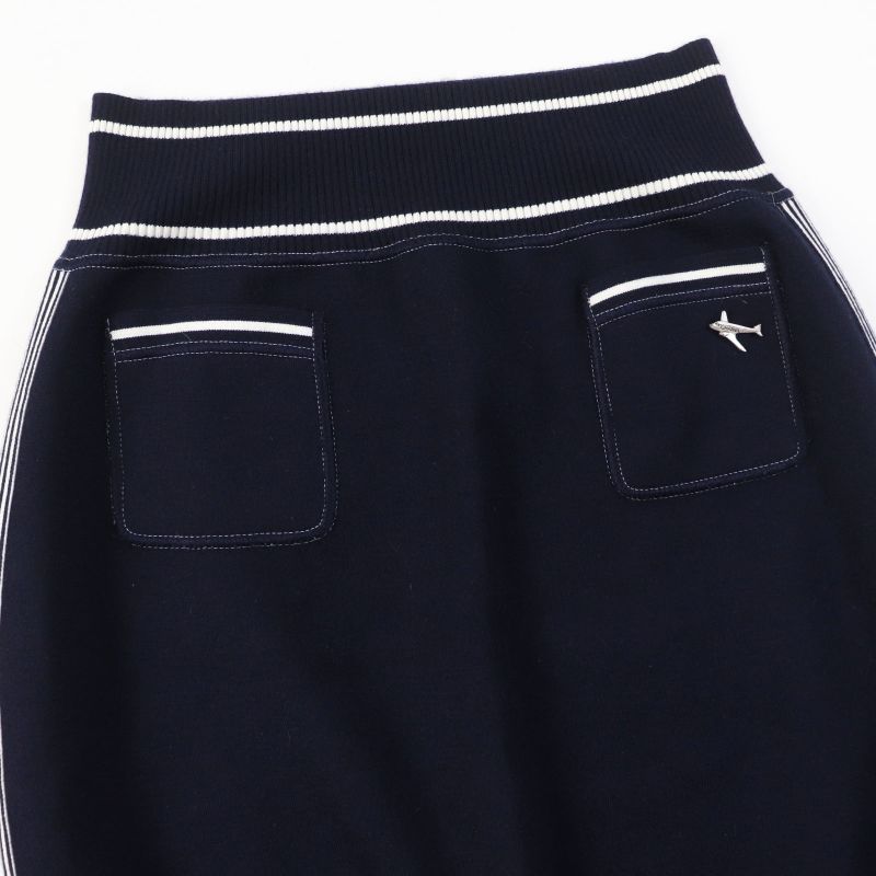CHANEL 08C P32497 Airline Cotton Cashmere Blend Knit Skirt With Airplane Charm