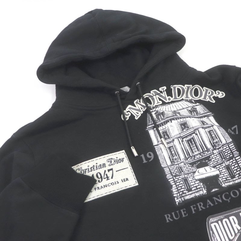 DIOR Homme 20SS 013j605b0531 Cotton Archive Patch Saddle Pullover Hoodie Black