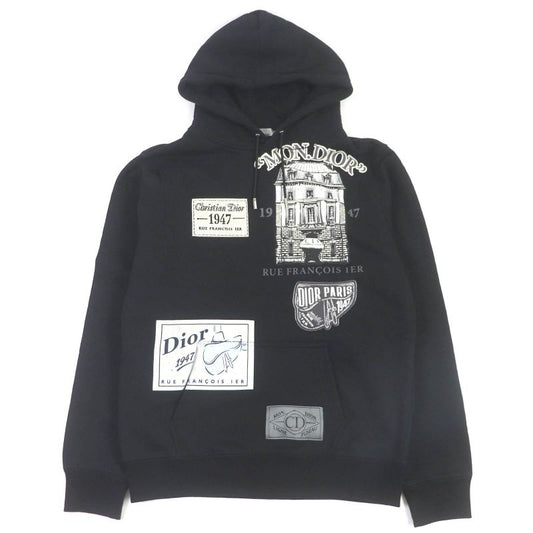 DIOR Homme 20SS 013j605b0531 Cotton Archive Patch Saddle Pullover Hoodie Black