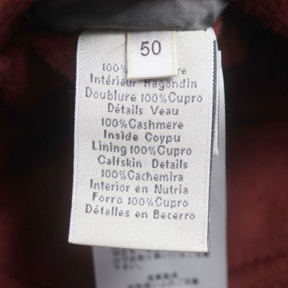 Hermes 100% Cashmere Lining Shared Nutria Leather Use Cotton Quilted Jacket